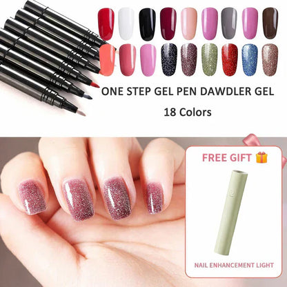 ✨One Step Nail Gel Pen🎨Free handheld mini UV nail lamp💡