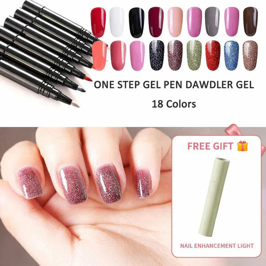 ✨One Step Nail Gel Pen🎨Free handheld mini UV nail lamp💡