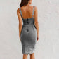 🌸Spring Specials🌸 Adjustable strap U-neck split denim bodycon cami dress