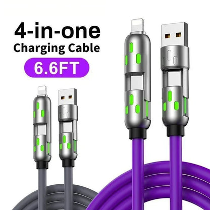 🔌 Last Day Special Price £9.78!  ⚡4-in-1 LED Light Up Charging Cable – Multi Interface Fast Charger Cord with Indicator Light, Durable Silicone Charging Wire for iPhone, Type-C & Micro USB Devices🔋