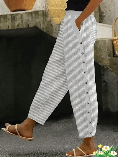 ☀️Spring Hot Sale 47% OFF!!🌿🌸Comfy Blue Striped Side Pocket Pants
