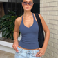 Built-in Bra Ribbed Solid Tank Top