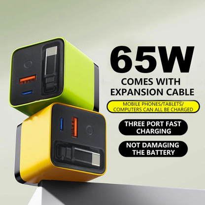 🏆 Last Day Special Price £11.99! 🔌65W Fast Charging Phone Charger Block with Retractable 80cm Type‑C