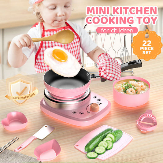 🔥2026 Hot Sale 48% OFF✨🏆#1 Best Seller ⏰💕🌟Children's Real Cooking Mini Kitchen Toys - 22 PCS Set