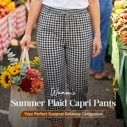 👖 50% OFF NOW ! 💐 Women's Summer Plaid Capri Pants – Breathable lightweight fabric, classic plaid pattern, comfortable cropped length for casual summer daily looks 💝
