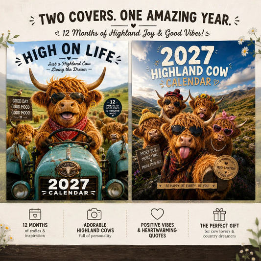 🔥 Last Day Special Price £8.99 ! 🐮2027 Funny Highland Cow Wall Calendar | A4 Hanging Calendar | Designed by Isabel Kline