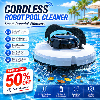 🤖 Hot Sale ＆ 50％ Off 🔥 Cordless Pool Cleaning Robot – Smart navigation, powerful suction & one‑touch start. Easy‑empty filter basket. Your sparkling pool awaits! ✨🏊