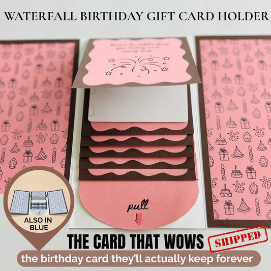 🏆 Last Day Special Price £6.99! 💖Buy more save more🎂 Handmade Waterfall Birthday Gift Card Booklet🎁