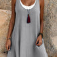 💃 Last Day Sale 50% Off 💐 Women's Casual Loose Sleeveless Fake Two Piece Tank Dress📿Free Pendant🎁