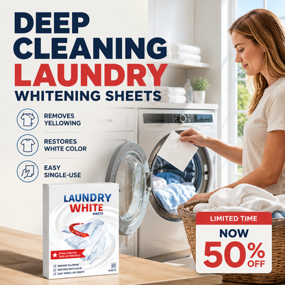 🏆 Last Day Special Price £9.99! 🎁Buy 2 Get 1 Free🔥💥 Deep Cleaning Laundry Whitening Sheets ✨🧺 Powerful Stain Remover Brightening Fabric Laundry Cleaning Sheets