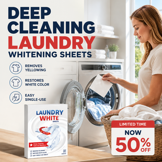 🏆 Last Day Special Price £9.99! 🎁Buy 2 Get 1 Free🔥💥 Deep Cleaning Laundry Whitening Sheets ✨🧺 Powerful Stain Remover Brightening Fabric Laundry Cleaning Sheets