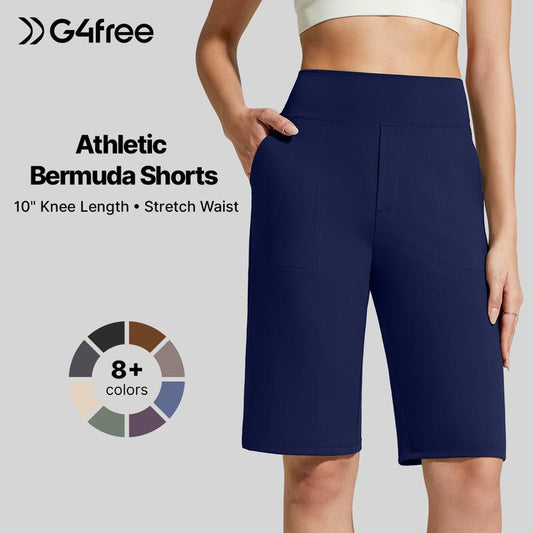 🏆 Last Day Special Price £9.99 ! 💐Women's Bermuda Shorts with Pockets -👍Knee Length Athletic Casual Long Shorts
