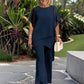 💎 30% OFF! 💎 Charming Irregular Top & Wide Leg Pants Set – Asymmetrical Hem, Flowy Double Layer & All-Day Elegance 👗✨