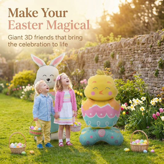 🎁EASTER SALE – £7.78!!🐰🎉3Giant 3D Standing Bunny Balloon Self-Supporting Festive Cheer