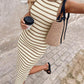 🏆 Last Day Special Price £19.99 ! 💐Striped Knit Midi Tank Dress