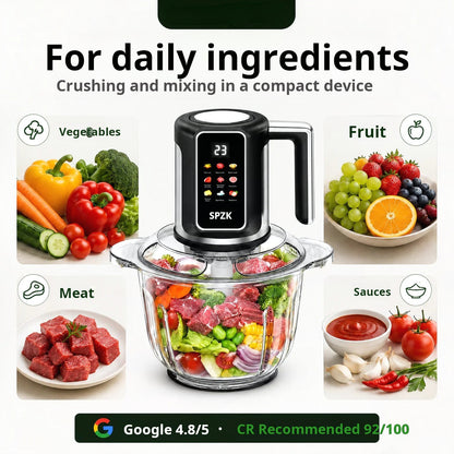 🥩50% OFF HOT SALE! 🥦USB Cordless Digital Electric Food Mincer, Multi-Function Compact Kitchen Chopper for Meat, Vegetables, Fruit & Homemade Sauces