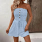 💐 LIMITED-TIME 50% OFF! 💃Women's Strapless Frill Trim Shirred Tie Front Wide Leg Tube Romper