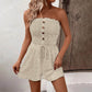 💐 LIMITED-TIME 50% OFF! 💃Women's Strapless Frill Trim Shirred Tie Front Wide Leg Tube Romper