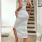 🏆 Last Day Special Price £19.99 ! 💐Striped Knit Midi Tank Dress