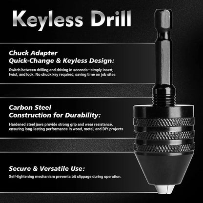 🏆 Last Day Special Price £9.99 ! 🔧Buy 2 Get 1 Free🎁 3-jaw chuck for electric screwdrivers and drills – keyless, quick-change & compatible with round and hexagonal shanks🛠️