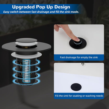 🏆 Last Day Special Price £9.99! 🔥Hibbent Upgraded 3-in-1 Sink Drain Filter, Universal Pop-Up Stopper, Removable Stainless Steel Basket-Shaped Hair Catcher