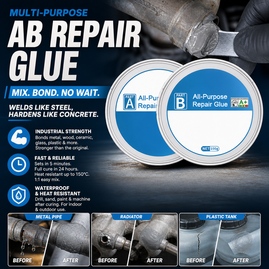 🏆 Last Day Special Price £8.99 ! 🔥Buy 2 Get 1 Free🎁AB Super Glue: Brings broken items back to life – strong yet flexible, won’t crack!