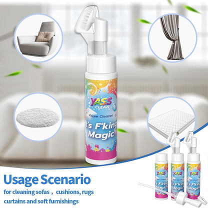 🏆 Last Day Special Price £9.99 ! 🧼Buy 2 Get 1 Free🎁Yass Clean Magic Foam Cleaner for Carpets & Upholstery – Pet Stain & Odour Remover with Cleaning Brush