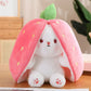 🎅Nice Gift🍓Strawberry Bunny Transformed into Little Rabbit🎀 Fruit Doll Plush Toy🐰