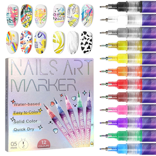🔥Flash Sale 50% OFF!!⚡20K+ SOLD! 🏆🎨12 Colors Nail Art Pens Set