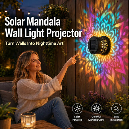 🏆 Last Day Special Price £9.99 ! 🔥Buy 2 Get 1 Free🎁Solar Mandala Wall Light Outdoor Garden Fence Projector Lamp Patio Ambient Decor