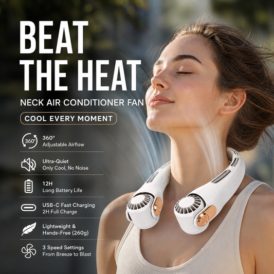 ❄️50% OFF NOW ! 💐Neck Air Conditioner Fan – Ultra‑quiet, 360° rotating, 3 speeds. Hands‑free cooling, long battery. Summer essential!