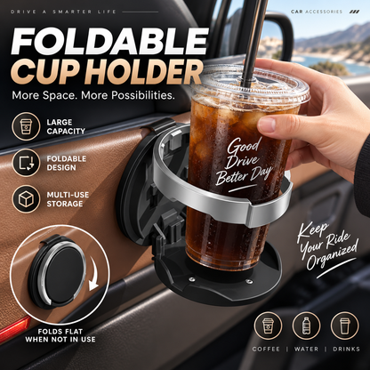 🚗 Last Day Special Price £9.99! 🥤Multifunctional Foldable Car Door Cup Holder Large Diameter Drink and Water Bottle Storage Rack