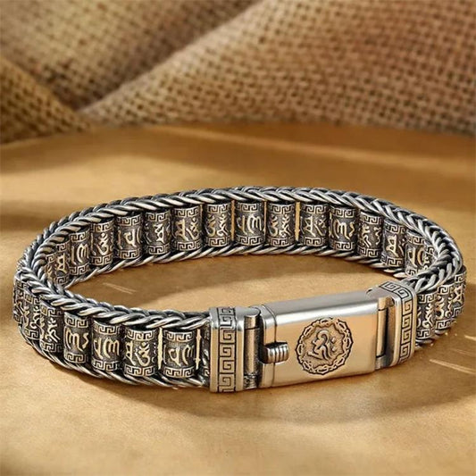 📿 Six Character Truth Prayer Wheel Bracelet – Lucky Prayer Wheel Design, Smooth Polished Surface, Lightweight Comfortable & Blessing Jewelry ✨