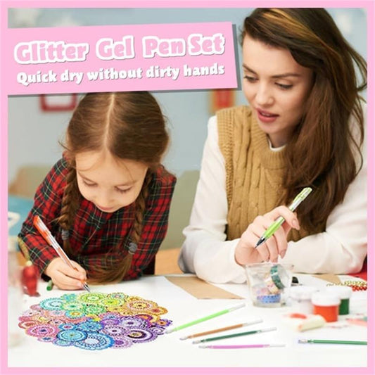 🏆 Last Day Special Price £8.99!🎄🎁Glitter Gel Pen Set – Smooth Writing 🎨