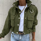 🧥Stand Collar Snap Button Drawstring Pocket Jacket – Casual Relaxed Fit, Windproof & Warm, Adjustable Drawstring, Versatile for Daily Outdoor Wear ✨