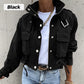 🧥Stand Collar Snap Button Drawstring Pocket Jacket – Casual Relaxed Fit, Windproof & Warm, Adjustable Drawstring, Versatile for Daily Outdoor Wear ✨