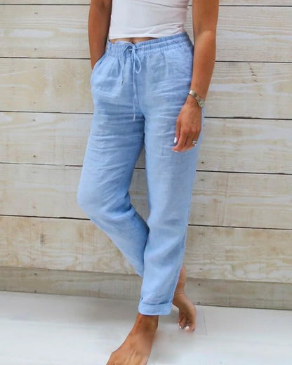 🌸LAST DAY SPECIAL PRICE: ￡11.99!!🌸Women's  Elastic Waist Cotton Linen Casual Pants