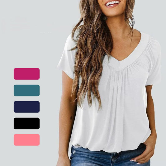 👕 61% OFF NOW ! ⚡ Women's Casual Summer Short Sleeve V Neck Tops T-shirts – Soft Breathable, Lightweight & Comfortable Design 🌸