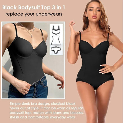 🏆 Last Day Special Price £9.99 !Shapewear Bodysuit with Bra | Ruched Slimming Adjustable Waist✨