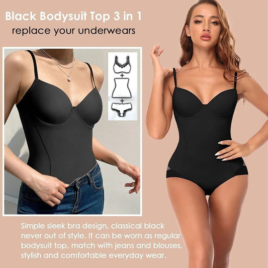 🏆 Last Day Special Price £9.99 !Shapewear Bodysuit with Bra | Ruched Slimming Adjustable Waist✨
