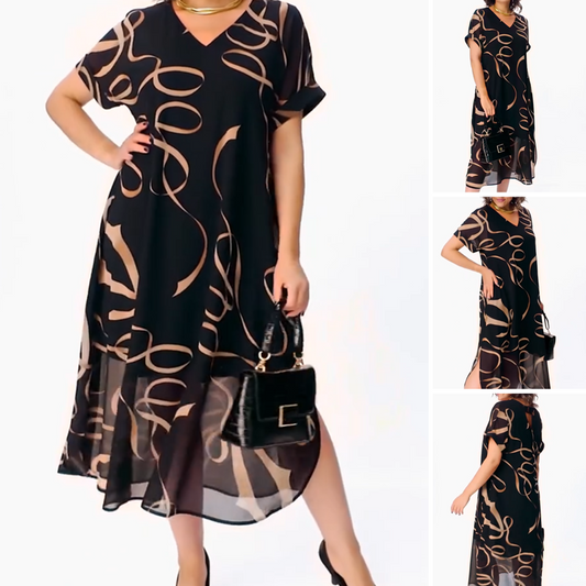 Flowy V-Neck Midi Dress