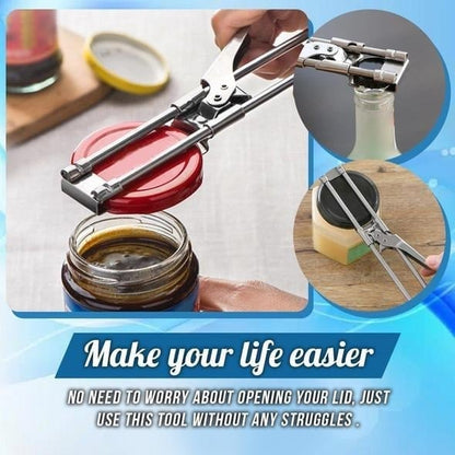 🏆 Last Day Special Price £9.99! 🔥Buy 1 Get 1 Free🎁Adjustable Stainless Steel Jar & Bottle Opener – toothed grip, anti-slip lock. Less effort, easier opening! 💪