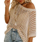 ⏳Time-Limited Special 50% Off⏰Womens Casual Short Sleeve Hollow Out Pullover Knit Tops