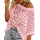 ⏳Time-Limited Special 50% Off⏰Womens Casual Short Sleeve Hollow Out Pullover Knit Tops