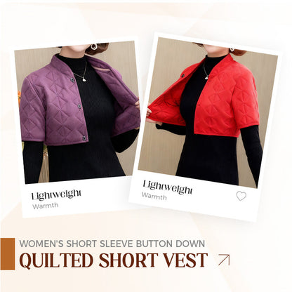 Women's Short Sleeve Button Down Quilted Short Vest