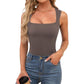 🏆 Last Day Special Price £8.77 ! 💐Women's Square Neck Sleeveless Double-Layer Tank Top
