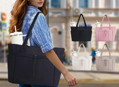 💕Hot Sale 15% OFF🎁Wandering Nature Puffer Tote Bag with Cup Holder & Laptop Compartment & Trolley Sleeve for Travel, Work, Nurse, Women