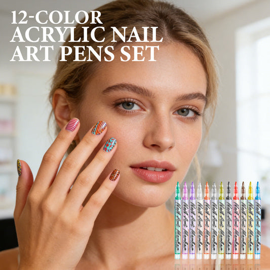 D.I.Y.💅 12-Color Acrylic Nail Art Pens Set | Year-End Mega Upgrade Launch | Fine Tip for Detailing, DIY Design & Water-Based Formula | Professional Manicure & Craft Kit