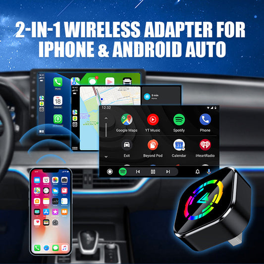 🔥LAST DAY SALE 50% OFF🔥2-in-1 Wireless Adapter for iPhone & Android Auto