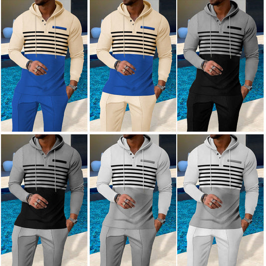 🔈🔈 35% OFF!!🔥👕Men's Color-Block Hooded Tracksuit Set👖